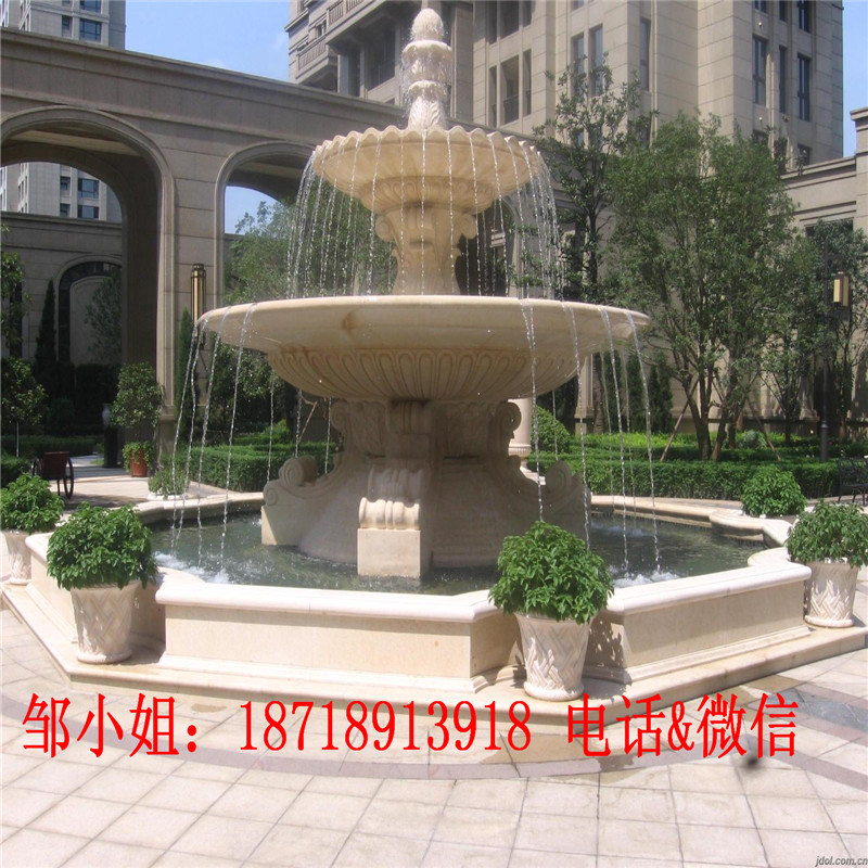 供应人造砂岩流水盆 园林景观装饰流水盆 广场庭院多层装饰喷泉