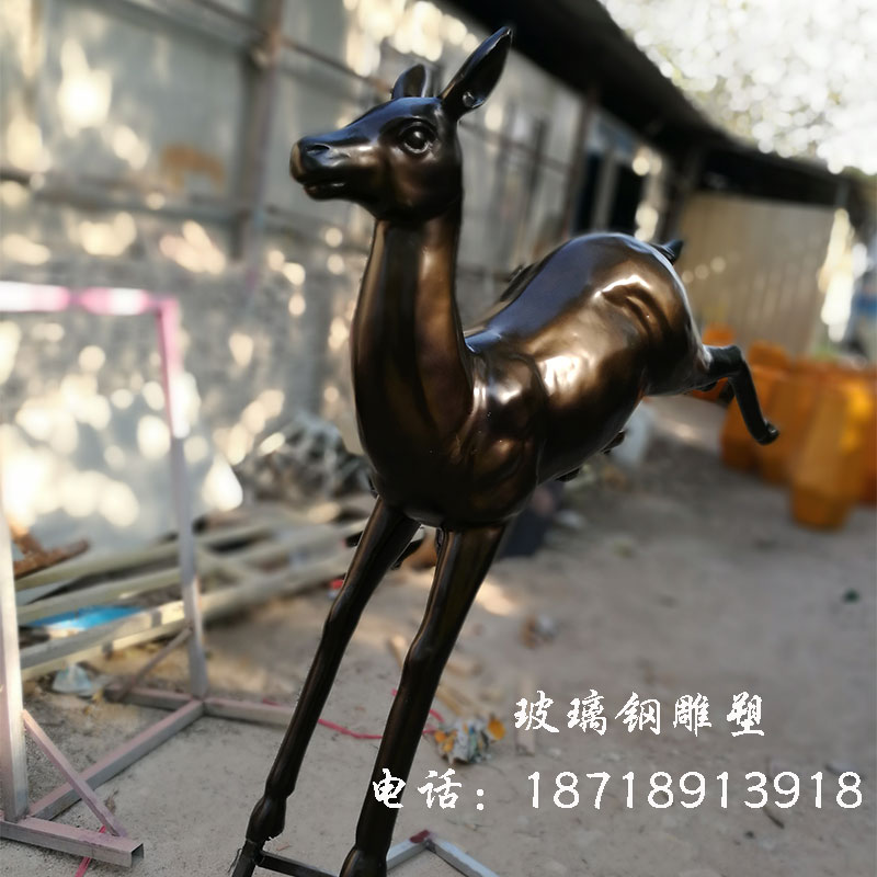 玻璃钢仿铜雕塑动物 园林景观飞鹿树脂玻璃钢仿铜雕