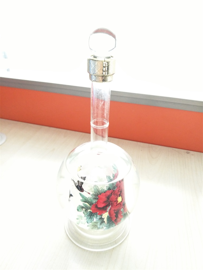 内画玻璃酒瓶 工艺玻璃制品酒瓶  玫瑰花酒瓶 牡丹花瓶子