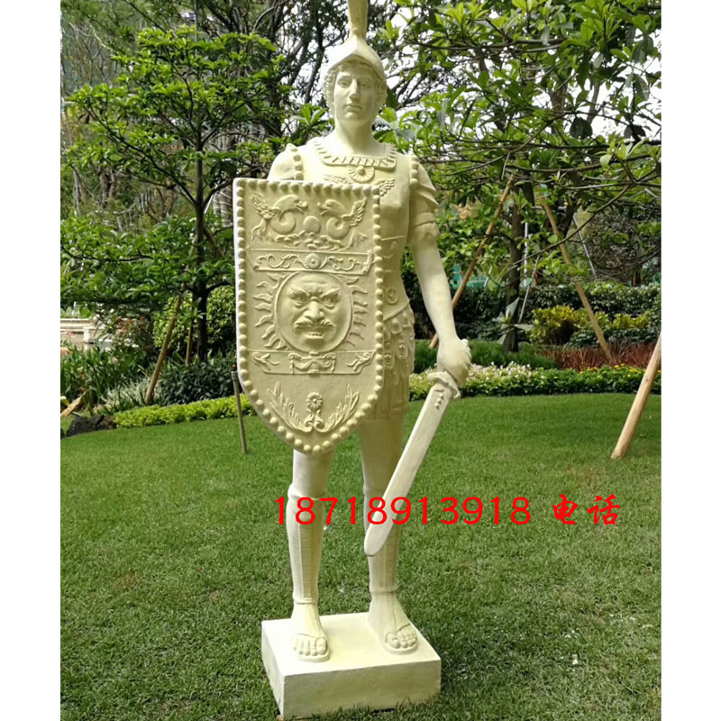 欧式园林景观仿砂岩艺术雕塑人物 武士将军圆雕楼盘地产景观