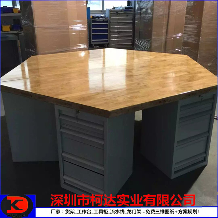 洪梅厂家***校实训钳工台 六角工作台  钢制带虎钳