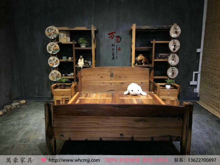 老船木家具厂家***生态家具船木罗汉床古船木床实木大床