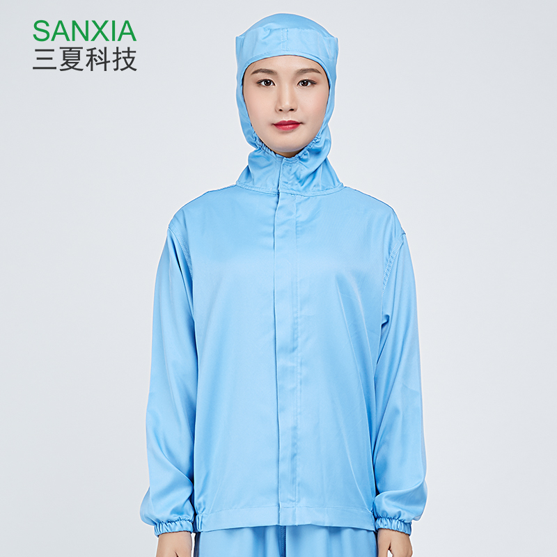 食品厂工作服食品车间工服套装连帽车间专用防尘服白色吸汗透气