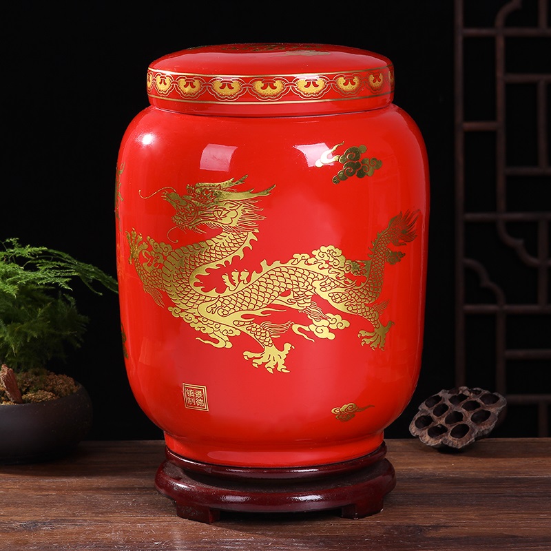 景德镇陶瓷骨灰坛罐 ***瓷器骨灰盒殡葬用品可定做圆形坛迁坟罐