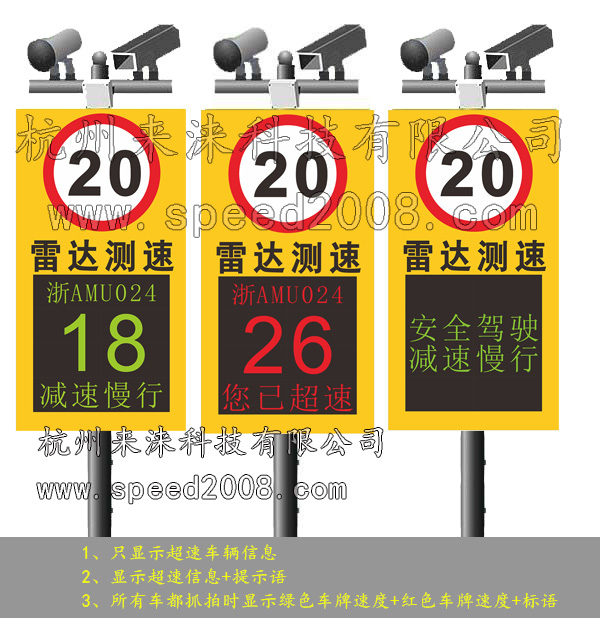 车辆超速自动抓拍雷达测速仪HT3000D显示屏车牌速度提示