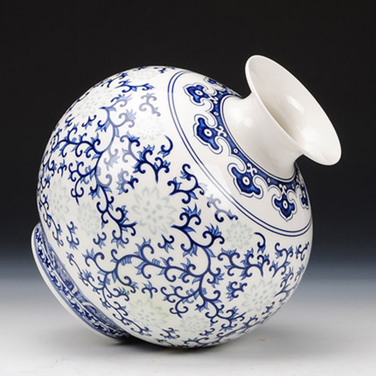 景德镇陶瓷器青花骨瓷瓶子现代客厅插花酒柜装饰品摆件