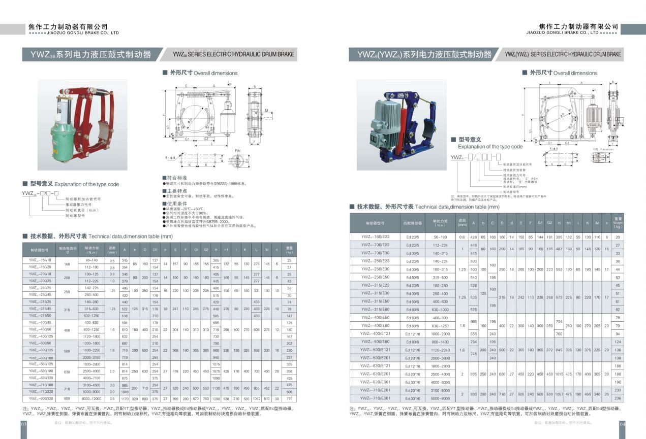 聊城YT1-320Z/20电力液压推动器刹车片