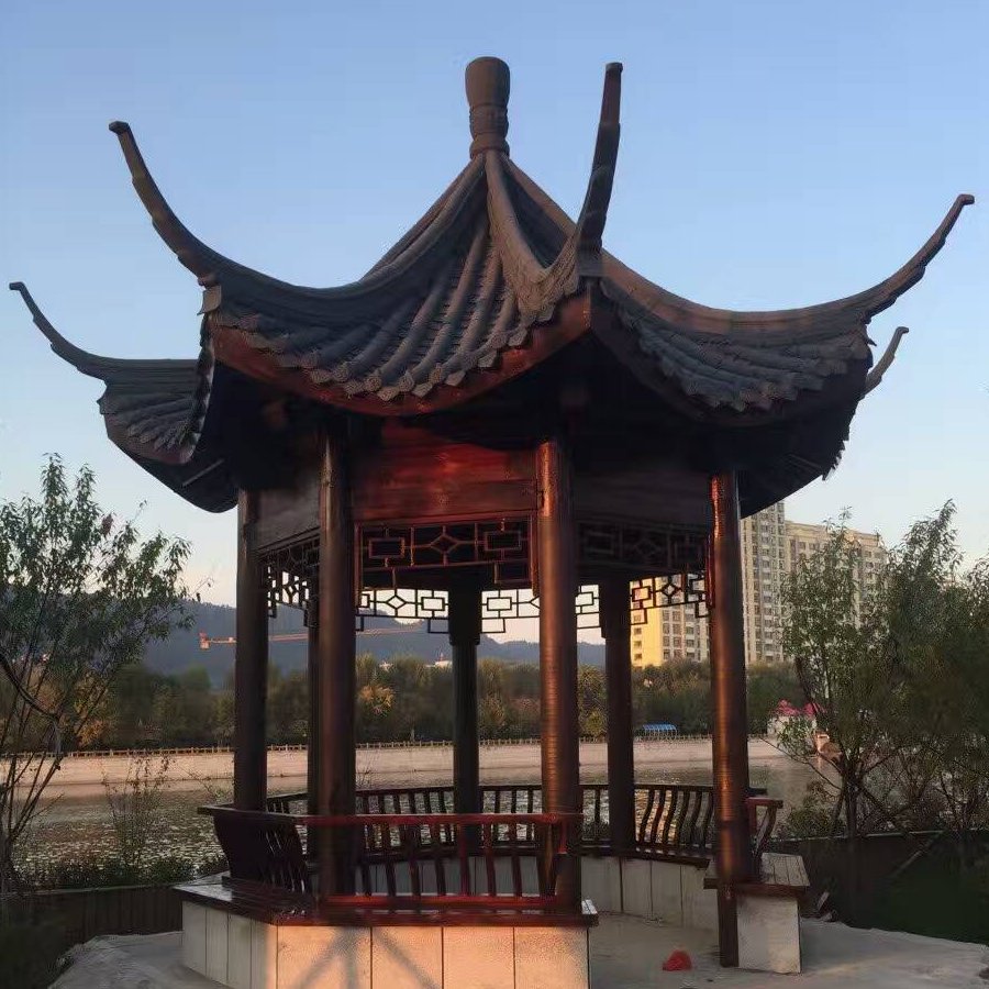 景观凉亭 L605古建六角凉亭 双层景观六角凉亭定制厂家