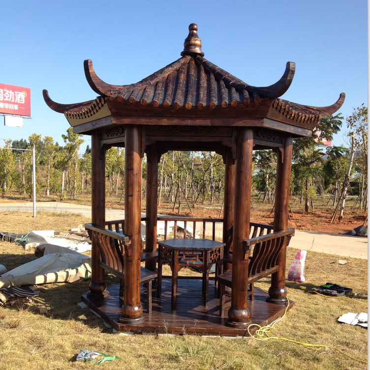 金华古建筑四角凉亭制作过程