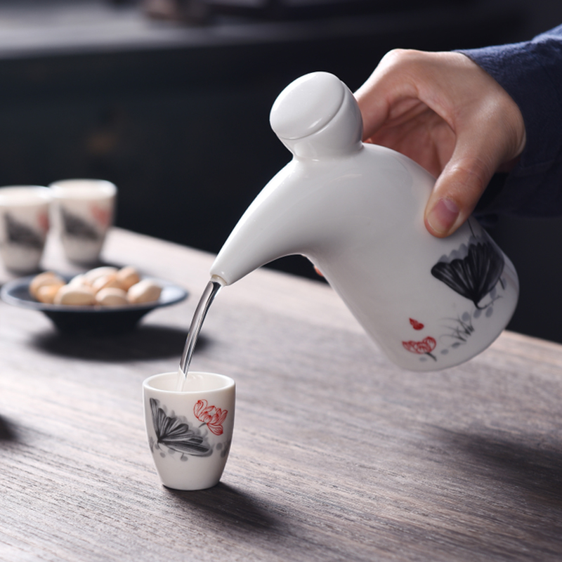 家用陶瓷酒壶白酒小酒杯 日式酒具套装 仿古创意分酒器烈酒盅