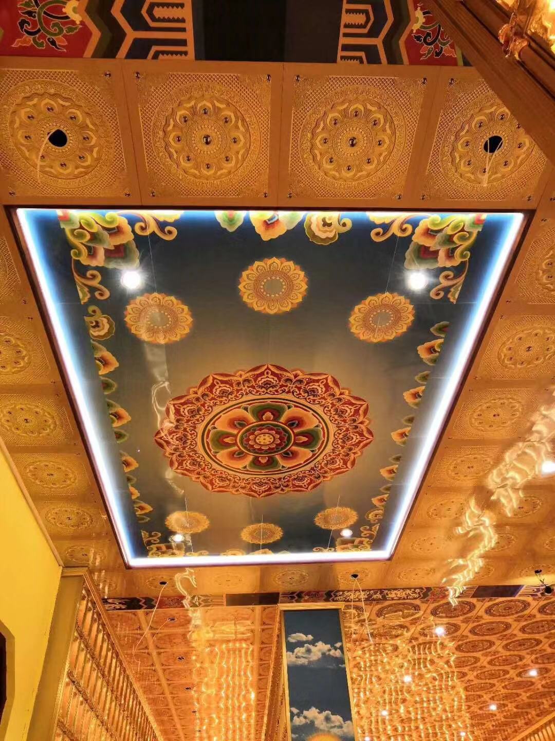 仙缘古建寺庙A级防火防潮阻燃铝扣板吊顶装修设计