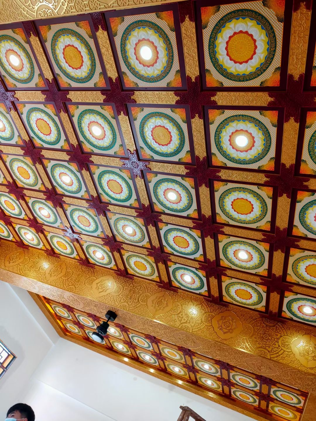 仙缘古建寺庙PU材料平雕莲花款式设计装修