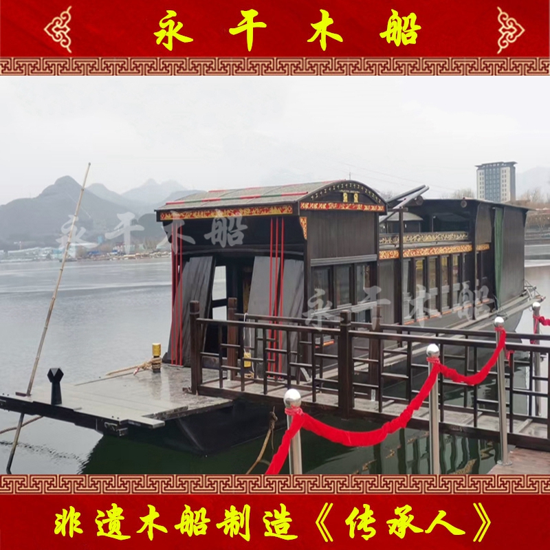16米嘉兴南湖红船定制厂家 景区电动画舫红船水上旅游观光船