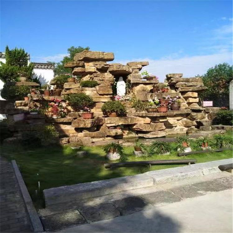 硕铭景观  行唐 鱼池假山设计 户外园林塑石假山 酒店假山酒店假山酒店假山