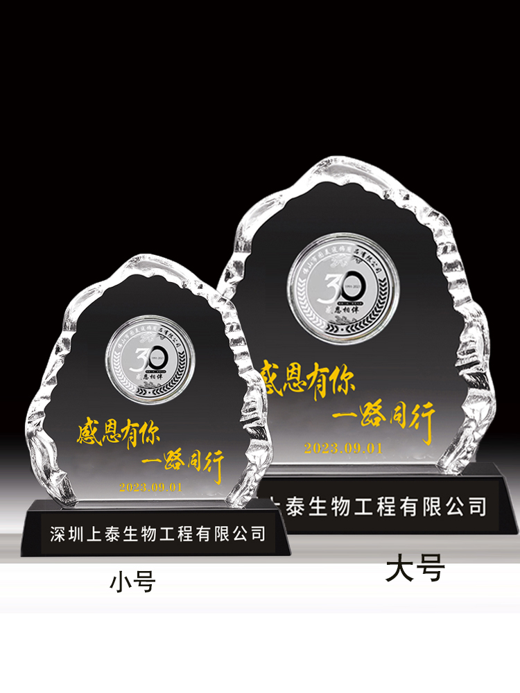供应企业成立十年礼品 水晶镶嵌金币摆件 水晶工艺礼品定制